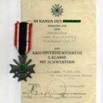 Kriegsverdienstkreuz 1939 2. Klasse mit Schwertern und Verleihungsurkunde