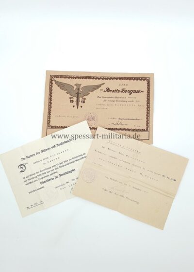 1.Weltkrieg, Schmuck-Urkunde Verwundetenabzeichen in Schwarz & Dokumente des Georg Niermeyer aus Nemden (Landwehr Infanterie Regiment 81)
