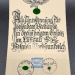 Anerkennungsurkunde Luftgau Belgien/ Nordfrankreich