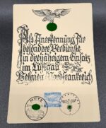 Anerkennungsurkunde Luftgau Belgien/ Nordfrankreich
