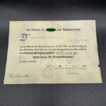 Urkunde Ehrenkreuz für Kriegsteilnehmer