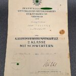 Urkunde Kriegsverdienstkreuz 2. Klasse 1939 mit Schwertern, 11./ Gr.Rgt.367
