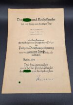 Urkunde Polizei-Dienstauszeichnung 18 Jahre