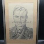 Große Bleistiftzeichnung Panzermann