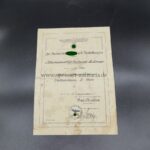 Urkunde Dienstauszeichnung 3. Klasse Wehrmacht Oberleutnant