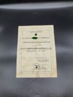 Urkunde Dienstauszeichnung 3. Klasse Wehrmacht Oberleutnant