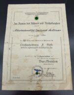 Urkunde Dienstauszeichnung 3. Klasse Wehrmacht Oberleutnant – Bild 2