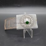 Aluminium Koppelschloss Wehrmacht/Heer mit Lederzunge, Hst. Dr. Franke & Co., Lüdenscheid