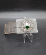 Aluminium Koppelschloss Wehrmacht/Heer mit Lederzunge, Hst. Dr. Franke & Co., Lüdenscheid
