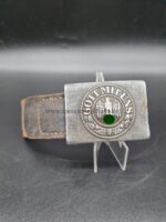 Aluminium Koppelschloss Wehrmacht/Heer mit Lederzunge, Hst. Dr. Franke & Co., Lüdenscheid – Bild 2