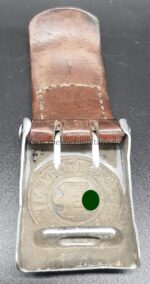 Aluminium Koppelschloss Wehrmacht/Heer mit Lederzunge, Hst. Dr. Franke & Co., Lüdenscheid – Bild 3