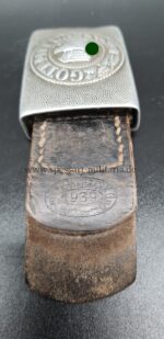 Aluminium Koppelschloss Wehrmacht/Heer mit Lederzunge, Hst. Dr. Franke & Co., Lüdenscheid – Bild 5