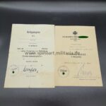 Urkunden des Obergefreiten Lachner im 2./lei. Flakabteilung 74 (mot), Verleihungen 1945