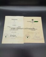 Urkunden des Obergefreiten Lachner im 2./lei. Flakabteilung 74 (mot), Verleihungen 1945