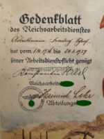 Gedenkblatt des Reichsarbeitsdienstes RAD-Abteilung 7/255 – Bild 2