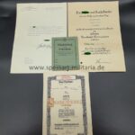 Urkunde 25 Jahre Treue Dienste + Schießdokumente des Albert Korn aus Rosenheim, Bayern