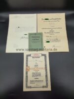 Urkunde 25 Jahre Treue Dienste + Schießdokumente des Albert Korn aus Rosenheim, Bayern