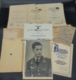 Luftwaffe Urkunden und Dokumente Emil Müller aus Karlsruhe, 1./Reserve Flakabt. 266, 3./Reserve Flakabt. 523, 1./Flakregiment 141