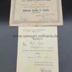 Urkunden eines MG Schützen, 1 MG Kompanie Infanterie Regiment 357