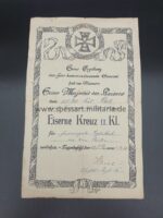 Urkunde Eisernes Kreuz 2. Klasse 1914, Inf Rgt 116