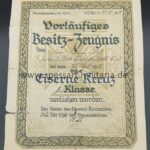 Urkunde eisernes Kreuz 2. Klasse 1914 2. Batt. Füßart. Batl 63