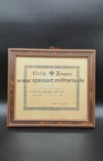 Urkunde Eisernes Kreuz 2. Klasse 1914, Inf. Rgt. 28.