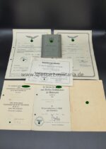 Urkunden mit Wehrpass aus Neustettin, Oberwachtmeister im 1.Flakregiment 61 8,8cm Flaksoldat