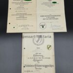 Urkundengruppe 34 Infanterie Division mit Urkunden und Abzeichen
