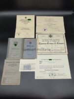Wehrmacht Heer, Wehrpass & Urkunden (Wiederholungsspange) des Sanitätsunteroffiziers Paul Beimel aus Langen-Brück, Liegnitz (Schlesien), 1.Krankenkraftwagen Zug 263 (263. Infanterie Division) Frankreich, Westfront