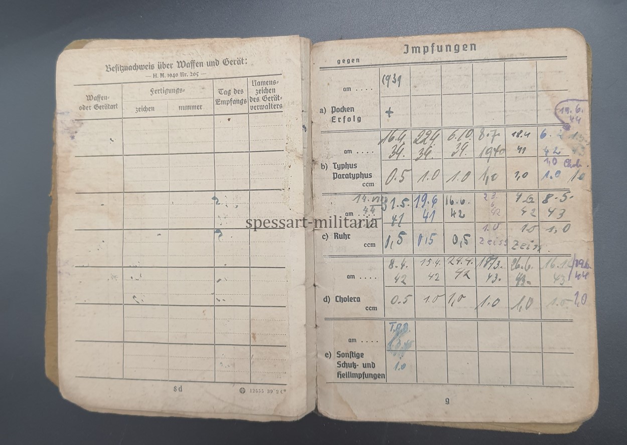 Wehrmacht Heer, Soldbuch des Stabsgefreiten Albert Giefer aus Gelsenkirchen, Panzer-Artillerie-Regiment 128, (23. Panzer-Division) Ostfront