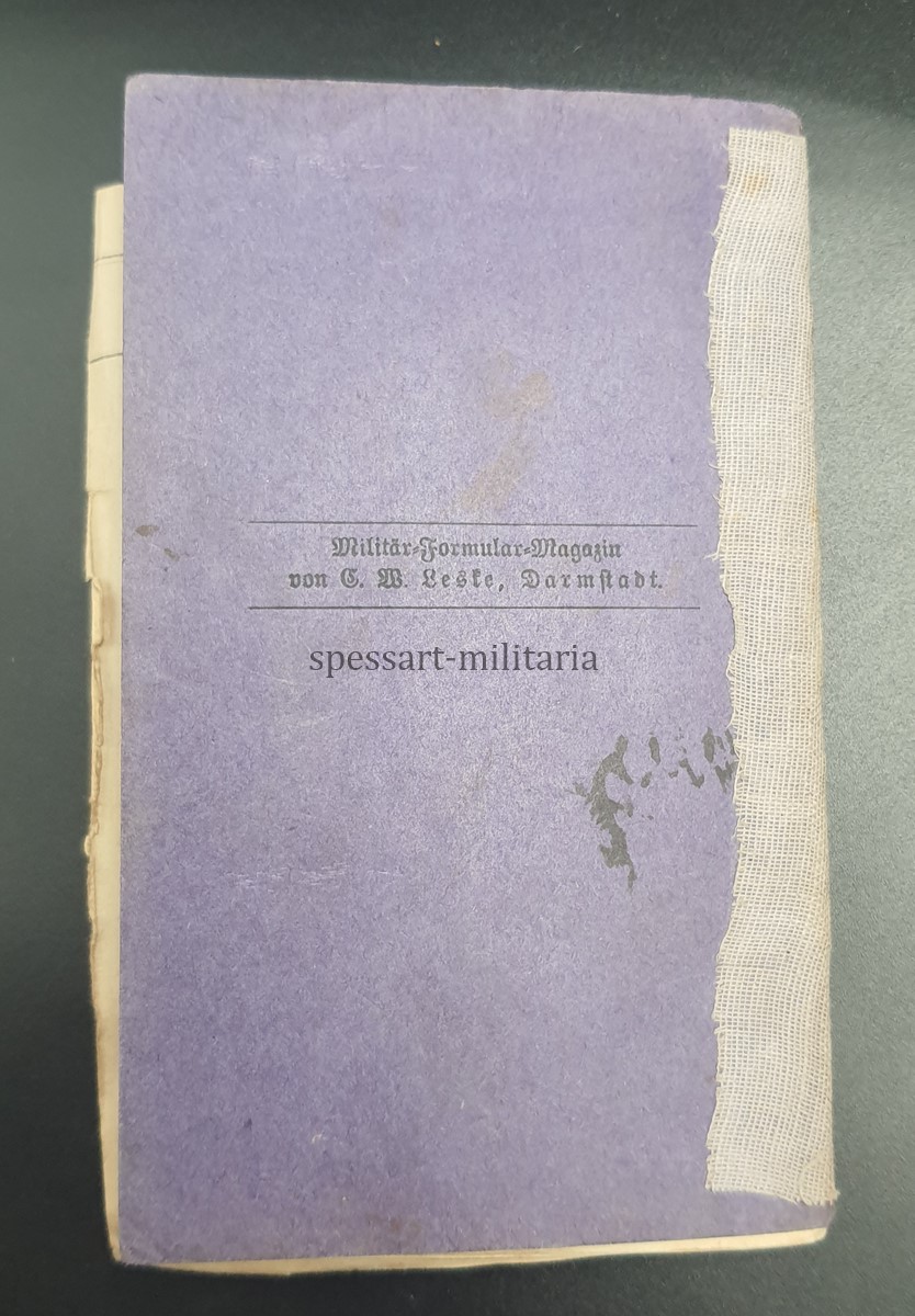 1.Weltkrieg, Militärpass des Gefreiten Adam Bergmann aus Hausen (Offenbach am Main) Stellungskämpfe Verdun, Argonnen, Champagne
