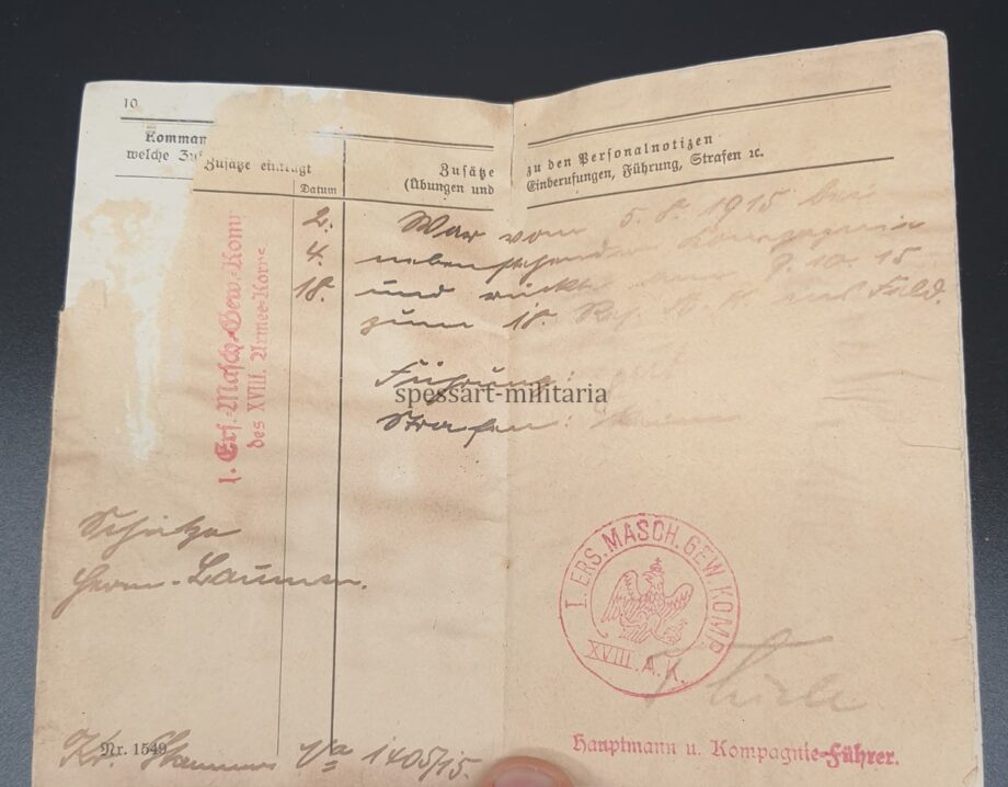 Militärpaß des Musketier Hermann Laumen aus Bielefeld, RIR 87, RIR 253, Füsilier Rgt. 80 – Bild 6