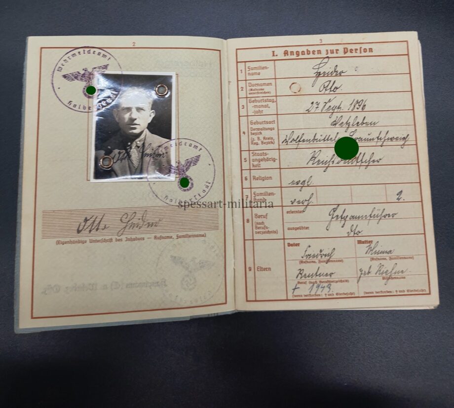 Wehrpass und Militärpaß des Musketiers (Trainsoldat) Otto Heider aus Wetzleben (Wolfenbüttel) 1.Ers. Btl. I.R. 92 Braunschweig (Westfront) – Bild 10