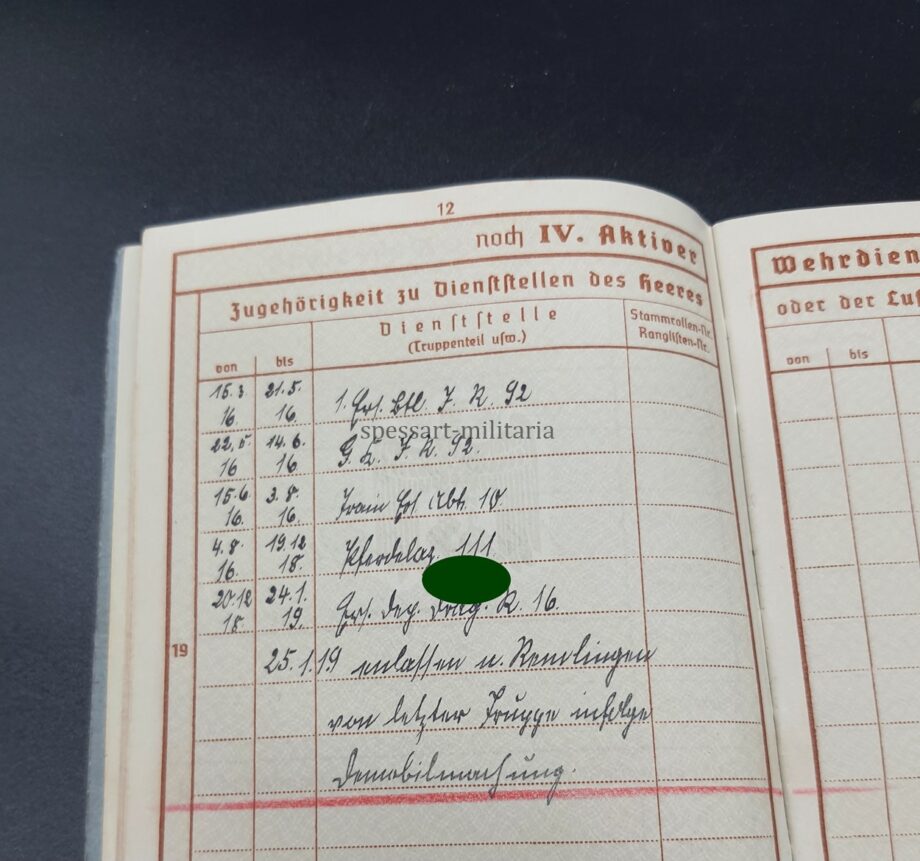 Wehrpass und Militärpaß des Musketiers (Trainsoldat) Otto Heider aus Wetzleben (Wolfenbüttel) 1.Ers. Btl. I.R. 92 Braunschweig (Westfront) – Bild 13
