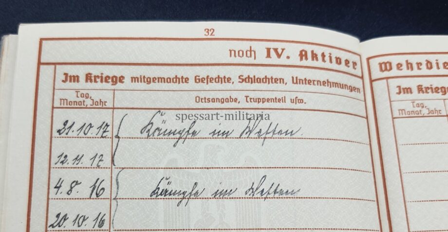 Wehrpass und Militärpaß des Musketiers (Trainsoldat) Otto Heider aus Wetzleben (Wolfenbüttel) 1.Ers. Btl. I.R. 92 Braunschweig (Westfront) – Bild 15