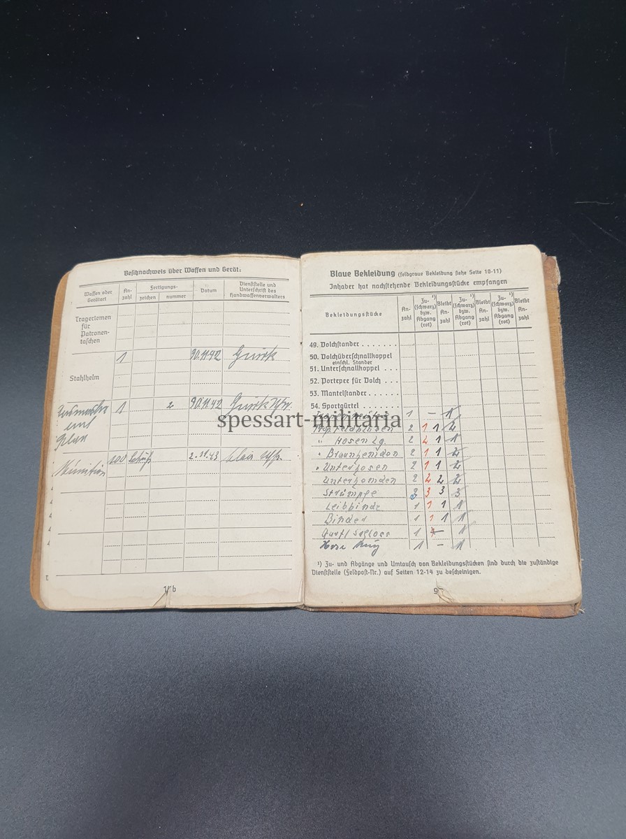 Soldbuch Kriegsmarine des Uffz. d. Reserve Hans Clair aus Barth (Ostsee), Marine-Festungs-Pionier-Bataillon 330 Griechenland