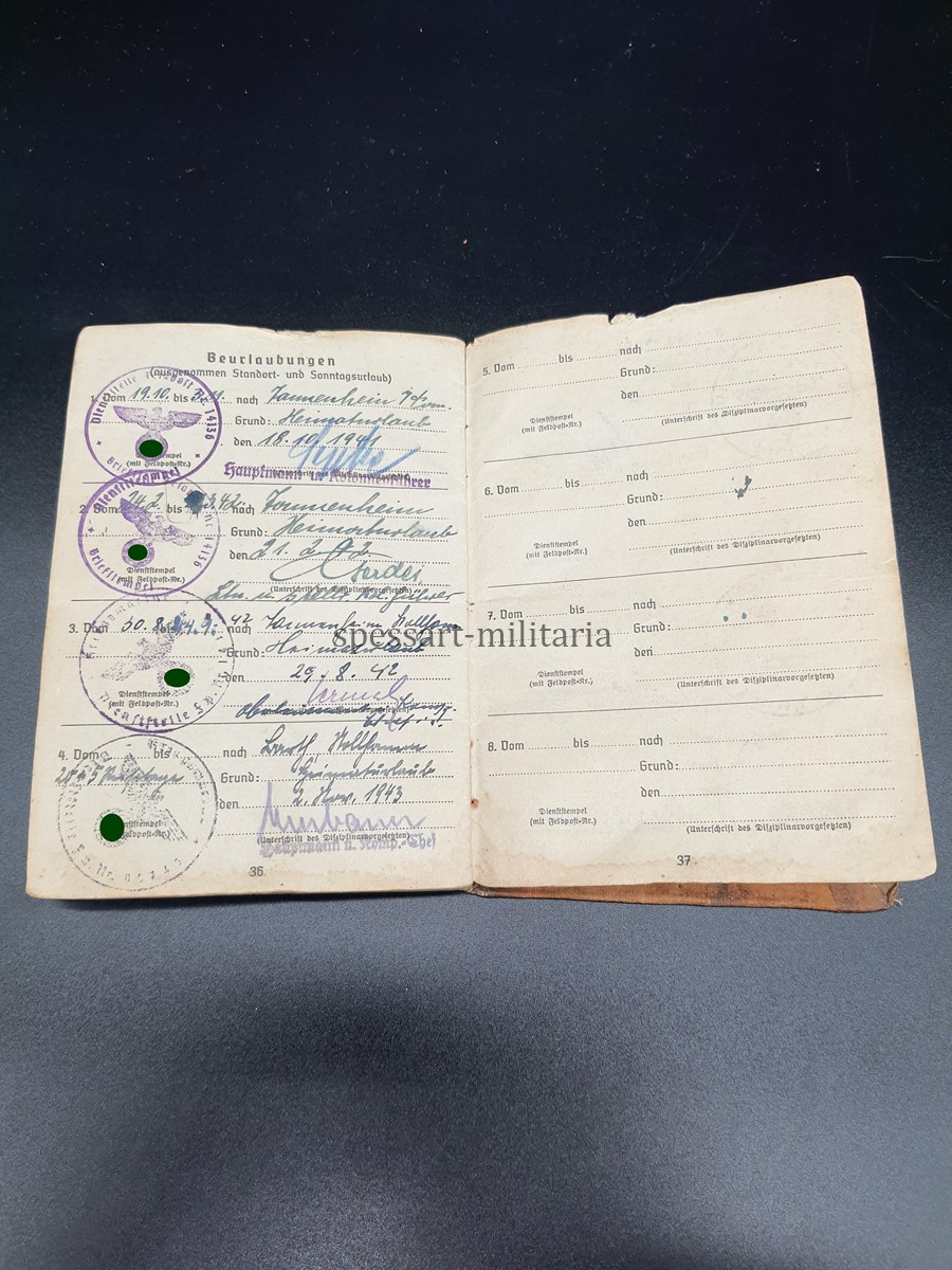 Soldbuch Kriegsmarine des Uffz. d. Reserve Hans Clair aus Barth (Ostsee), Marine-Festungs-Pionier-Bataillon 330 Griechenland