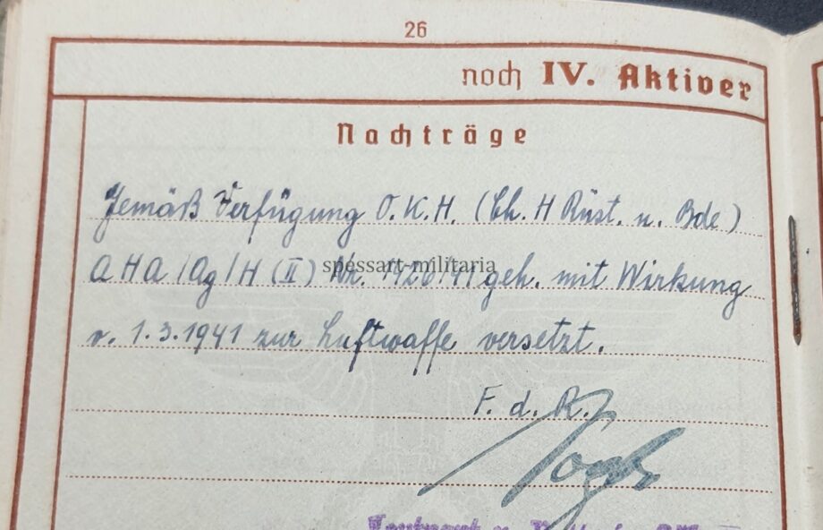 Wehrpass des Unteroffiziers Heinrich Thomas aus Oppenheim/Schornsheim, Inf. Rgt. 650, Sperrfeuerbatterie 132, 2./schw. Flakabt. 540 (Halle-Leuna) 14. Flak-Division – Bild 9