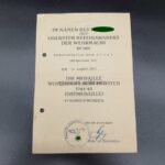 Urkunde Ostmedaille Feldpostamt 444