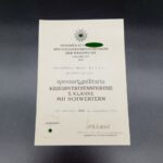 Urkunde Kriegsverdienstkreuz 2. Klasse mit Schwertern II./Gren. Rgt. 317