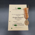 Schutzwall Ehrenzeichen mit Urkunde