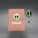 SA-Sportabzeichen in Bronze mit Miniatur und Urkunde, NSKK Motorstandarte 150 Mainz