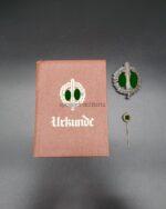 SA-Sportabzeichen in Bronze mit Miniatur und Urkunde, NSKK Motorstandarte 150 Mainz
