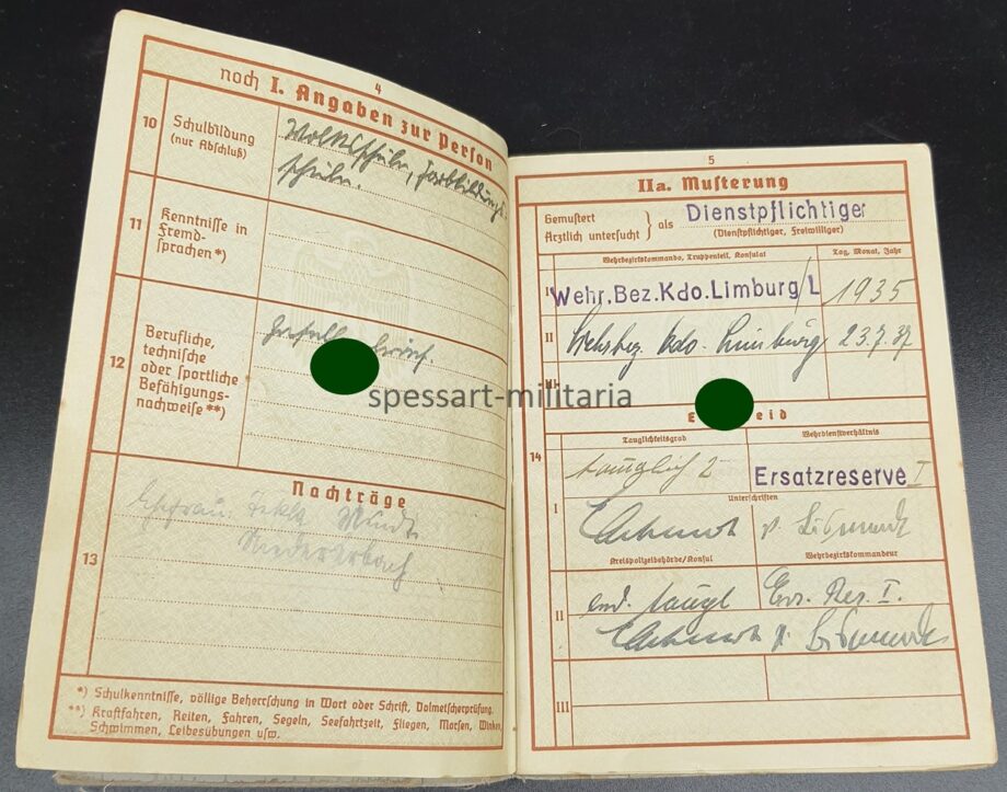Wehrpass Inf.Rgt. 463, Gren.Rgt. 226, gefallen in Russland