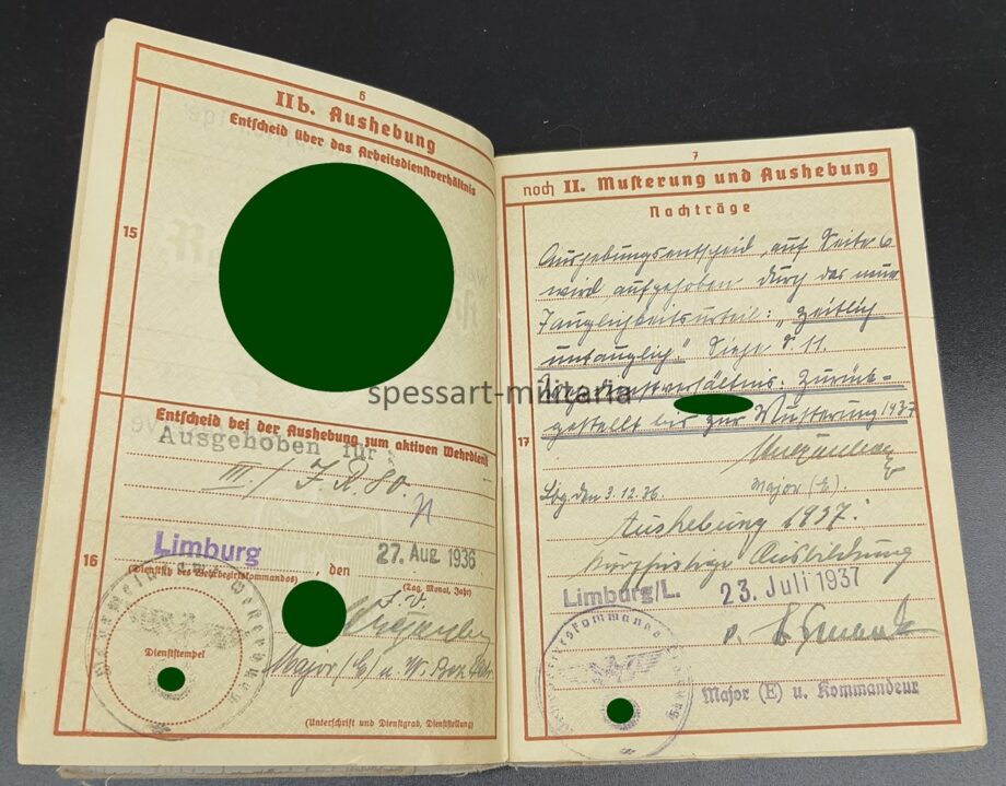 Wehrpass Inf.Rgt. 463, Gren.Rgt. 226, gefallen in Russland