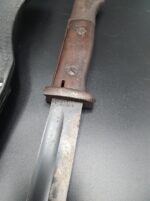 Wehrmacht Seitengewehr SG 84/98 III für K98k (nummerngleich) S/184 (Remscheider Hobelmesserfabrik, Josua Corts & Son, Remscheid) mit Seitengewehrtasche – Bild 5