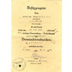 Urkunde Verwundetenabzeichen Schwarz 3.Pi.Btl.183, 83. ID, Newel