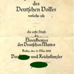 Urkunde Ehrenkreuz der deutschen Mutter Gold