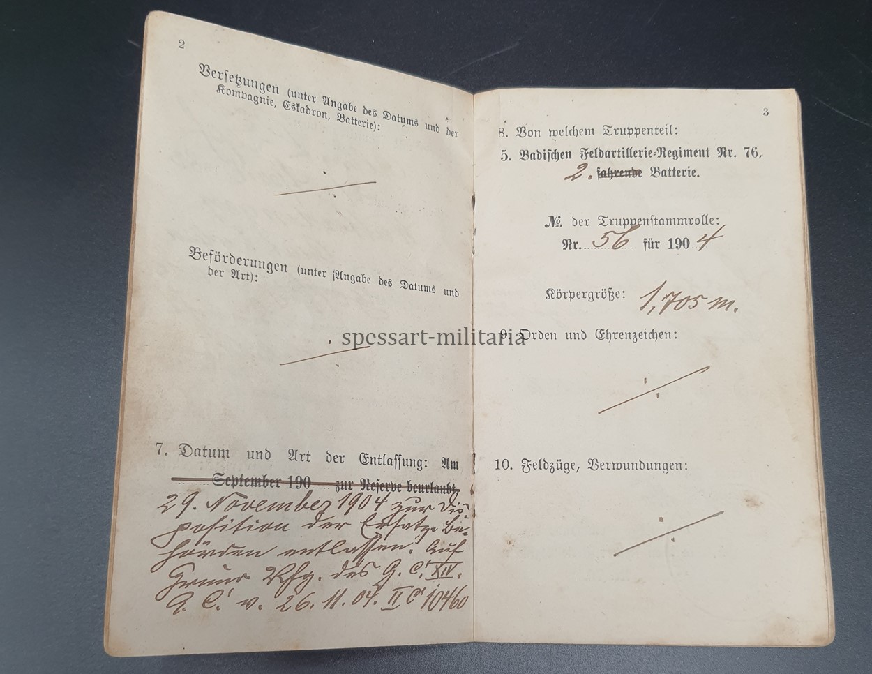 2x Militärpass (Landsturmschein) des Kanoniers Albert Zepf aus Watterdingen (Baden) 3.Batterie, Feldartillerie Regiment 80