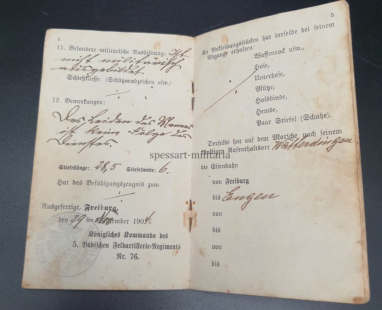 2x Militärpass (Landsturmschein) des Kanoniers Albert Zepf aus Watterdingen (Baden) 3.Batterie, Feldartillerie Regiment 80